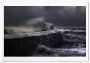 Storm Waves Crashing over The Cobb Ultra HD Wallpaper for 4K UHD Widescreen desktop, tablet & smartphone