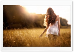Summer, Girl, Field, Goden, Sun Glow Ultra HD Wallpaper for 4K UHD Widescreen desktop, tablet & smartphone