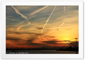Sunset above the Schelde Ultra HD Wallpaper for 4K UHD Widescreen desktop, tablet & smartphone