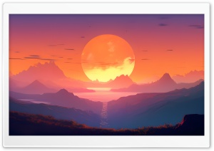 Sunset Illustration Ultra HD Wallpaper for 4K UHD Widescreen desktop, tablet & smartphone