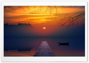 Sunset Lake Pier Ultra HD Wallpaper for 4K UHD Widescreen desktop, tablet & smartphone