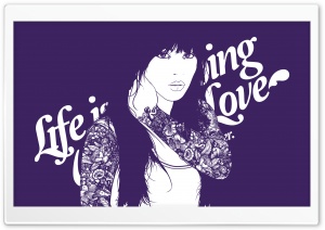 Tattooed Girl Illustration Ultra HD Wallpaper for 4K UHD Widescreen desktop, tablet & smartphone