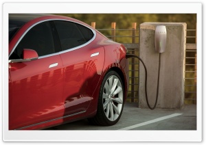 Tesla Model S Electric Car Red Destination Charging Ultra HD Wallpaper for 4K UHD Widescreen desktop, tablet & smartphone