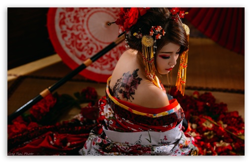 Traditional Japanese Woman Tattoo Ultra HD Desktop Background Wallpaper for 4K  UHD TV : Widescreen & UltraWide Desktop & Laptop : Tablet : Smartphone