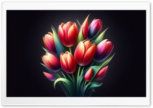 Tulips Flowers Bouquet Drawing Ultra HD Wallpaper for 4K UHD Widescreen desktop, tablet & smartphone
