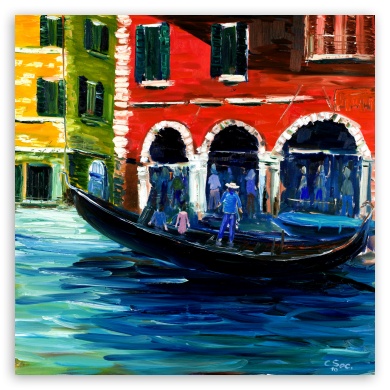 Venice Gondola Oil Painting UltraHD Wallpaper for Tablet 1:1 ;