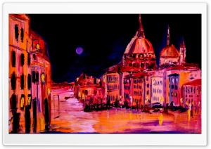 Venice Night Oil Painting Ultra HD Wallpaper for 4K UHD Widescreen desktop, tablet & smartphone
