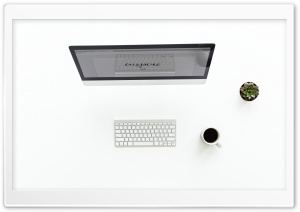 White Apple iMac Computer Desk Workspace Ultra HD Wallpaper for 4K UHD Widescreen desktop, tablet & smartphone