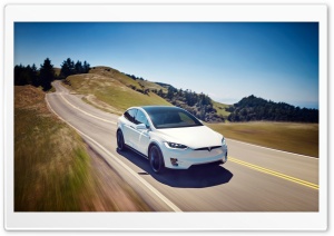 White Tesla Model X Electric Car - Downhill Ultra HD Wallpaper for 4K UHD Widescreen desktop, tablet & smartphone