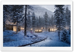 Winter Holiday Mountain Forest Resort Ultra HD Wallpaper for 4K UHD Widescreen desktop, tablet & smartphone