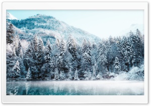 Winter, Lake, Forest, Mountain, Mist, Nature Ultra HD Wallpaper for 4K UHD Widescreen desktop, tablet & smartphone