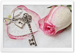 Winter Lock Heart Key Love Rose Romantic Snow Ultra HD Wallpaper for 4K UHD Widescreen desktop, tablet & smartphone