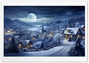 Winter, Village, Snowing, Cold, 2024 Ultra HD Wallpaper for 4K UHD Widescreen desktop, tablet & smartphone