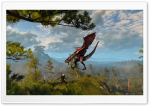 Witcher 3 - Geralt of Rivia vs Forktail Ultra HD Wallpaper for 4K UHD Widescreen desktop, tablet & smartphone