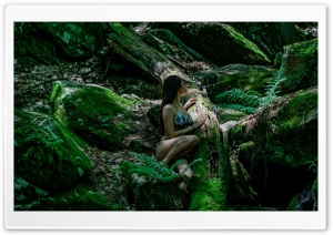 Woman Hiding Behind Tree Ultra HD Wallpaper for 4K UHD Widescreen desktop, tablet & smartphone