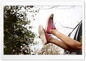 Woman's Feet Sticking Out Of Car Window Ultra HD Wallpaper for 4K UHD Widescreen desktop, tablet & smartphone
