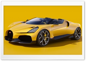 Yellow Bugatti W16 Mistral 2024 Sports Car Ultra HD Wallpaper for 4K UHD Widescreen desktop, tablet & smartphone