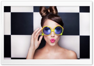 Yellow Sunglasses, Girl Ultra HD Wallpaper for 4K UHD Widescreen desktop, tablet & smartphone