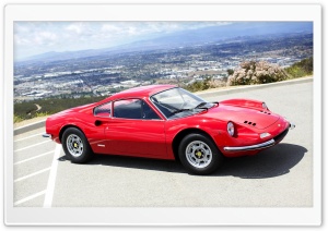 1971 Red Ferrari Dino 246 GT Sports Car 4K UHD Wallpaper for Widescreen and UltraWide Desktop, UltraHD TV, Smartphone, Tablet