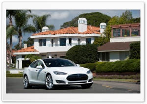2013 Tesla Model S in White Ultra HD Wallpaper for 4K UHD Widescreen desktop, tablet & smartphone