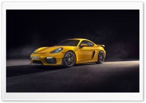 2019 Yellow Porsche 718 Cayman GT4 Car Ultra HD Wallpaper for 4K UHD Widescreen desktop, tablet & smartphone