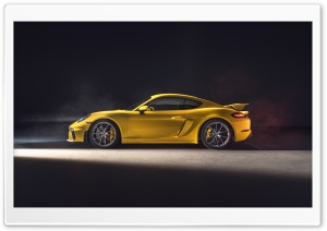 2019 Yellow Porsche 718 Cayman GT4 Sports Car Ultra HD Wallpaper for 4K UHD Widescreen desktop, tablet & smartphone