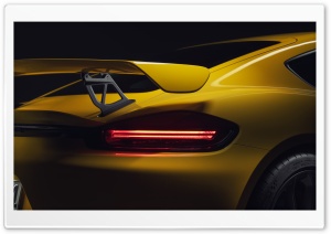 2019 Yellow Porsche 718 Cayman GT4 Sports Car Taillights Ultra HD Wallpaper for 4K UHD Widescreen desktop, tablet & smartphone