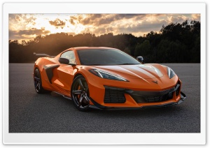 2023 Orange Chevrolet Corvette Z06 4K UHD Wallpaper for Widescreen and UltraWide Desktop, UltraHD TV, Smartphone, Tablet