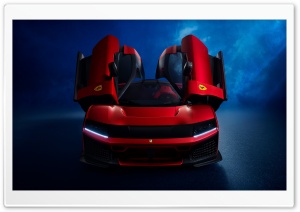 2025 Ferrari F80 Hybrid Supercar with Doors Open Ultra HD Wallpaper for 4K UHD Widescreen Desktop, Lockscreen, Screensaver, TV, Tablet, Smartphone