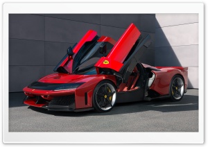 2025 Ferrari F80 Supercar with Doors Open Ultra HD Wallpaper for 4K UHD Widescreen Desktop, Lockscreen, Screensaver, TV, Tablet, Smartphone