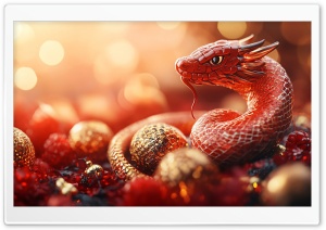 2025 Happy Chinese New Year of the Snake Ultra HD Wallpaper for 4K UHD Widescreen Desktop, Lockscreen, Screensaver, TV, Tablet, Smartphone