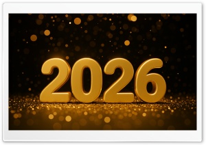 2026 Golden New Year 4K UHD Wallpaper for Widescreen and UltraWide Desktop, UltraHD TV, Smartphone, Tablet