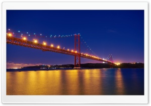 25 de Abril Bridge, Night, Tagus River, Portugal Ultra HD Wallpaper for 4K UHD Widescreen desktop, tablet & smartphone