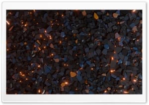 3D Abstract Broken Black Gravel Orange Glowing 4K UHD Wallpaper for Widescreen and UltraWide Desktop, UltraHD TV, Smartphone, Tablet