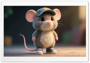 3D Mouse with Cap and Sneakers 4K UHD Wallpaper for Widescreen and UltraWide Desktop, UltraHD TV, Smartphone, Tablet