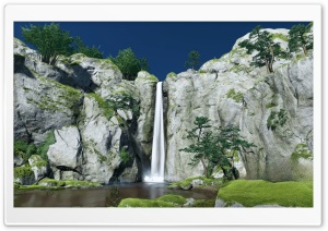 3D Waterfall Ultra HD Wallpaper for 4K UHD Widescreen Desktop, Lockscreen, Screensaver, TV, Tablet, Smartphone