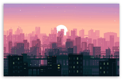 8-Bit Pixel Art Illustration of a City UltraHD Wallpaper for UHD 16:9 ; HD 16:9 ; UltraWide 21:9 24:10 32:9 32:10 ; Widescreen 16:10 5:3 ; Fullscreen 4:3 5:4 3:2 ; Tablet 1:1 ; Mobile 9:16 9:19.5 9:20 10:16 2:3 3:5 3:4 ; Dual 16:10 5:3 16:9 4:3 5:4 3:2 ;