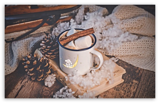 A Cup of Hot Cocoa with Marshmallows on an Old Book UltraHD Wallpaper for UHD 16:9 ; HD 16:9 ; UltraWide 21:9 24:10 32:9 32:10 ; Widescreen 16:10 5:3 ; Fullscreen 4:3 5:4 3:2 ; Tablet 1:1 ; Mobile 9:16 9:19.5 9:20 9:21 9:22 10:16 2:3 3:5 3:4 ; Dual 16:10 5:3 16:9 4:3 5:4 3:2 ;