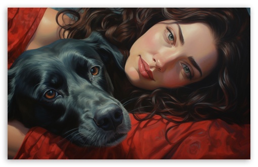 A Girl's Best Friend Realistic Art UltraHD Wallpaper for UHD 16:9 ; HD 16:9 ; UltraWide 21:9 24:10 ; Widescreen 16:10 5:3 ; Fullscreen 4:3 5:4 3:2 ; Tablet 1:1 ;