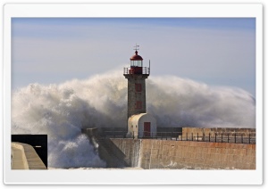 A Huge Wave Crashing Over A Lighthouse Ultra HD Wallpaper for 4K UHD Widescreen desktop, tablet & smartphone
