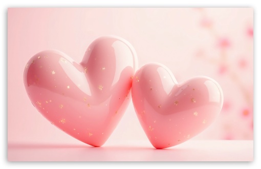 A Pair Of 3D Pink Hearts UltraHD Wallpaper for UHD 16:9 ; HD 16:9 ; Widescreen 16:10 5:3 ; Fullscreen 4:3 3:2 ;
