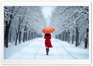 A Quiet Winter Walk Along the Snowy Road 4K UHD Wallpaper for Widescreen and UltraWide Desktop, UltraHD TV, Smartphone, Tablet