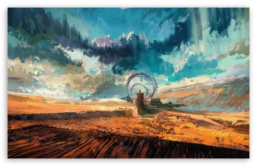 A Solitary Figure near a Ring Portal Artwork UltraHD Wallpaper for UHD 16:9 ; HD 16:9 ; UltraWide 21:9 24:10 32:9 32:10 ; Widescreen 16:10 ; Tablet 1:1 ; Mobile 9:16 9:19.5 9:20 ; Dual 16:10 16:9 ;