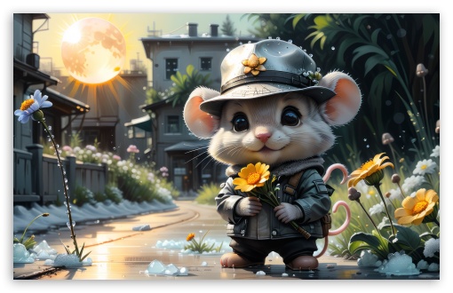 A well-dressed Mouse with a Flower in its Hand Art UltraHD Wallpaper for UHD 16:9 ; HD 16:9 ; UltraWide 21:9 24:10 32:9 32:10 ; Widescreen 16:10 5:3 ; Fullscreen 4:3 5:4 3:2 ; Tablet 1:1 ; Mobile 9:16 9:19.5 9:20 9:21 10:16 2:3 3:5 3:4 ; Dual 16:10 5:3 16:9 4:3 5:4 3:2 ;