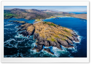 Abbey Island Ireland Drone Seascape 4K UHD Wallpaper for Widescreen and UltraWide Desktop, UltraHD TV, Smartphone, Tablet