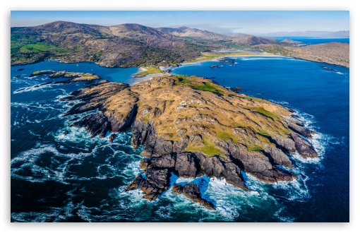 Abbey Island Ireland Drone Seascape UltraHD Wallpaper for UHD 16:9 ; HD 16:9 ; UltraWide 21:9 24:10 ; Widescreen 16:10 ; Tablet 1:1 ;
