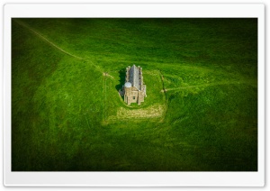 Abbotsbury Chapel Dorset Drone Landscape 4K UHD Wallpaper for Widescreen and UltraWide Desktop, UltraHD TV, Smartphone, Tablet