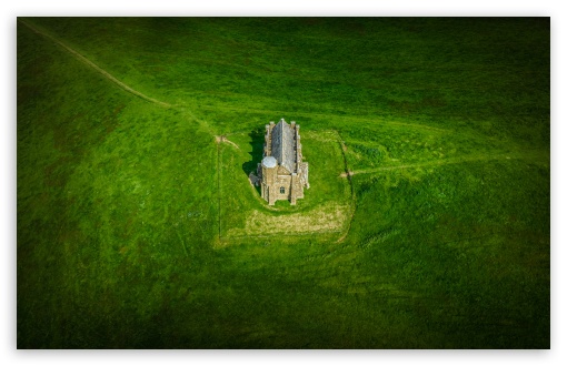 Abbotsbury Chapel Dorset Drone Landscape UltraHD Wallpaper for UHD 16:9 ; HD 16:9 ; UltraWide 21:9 24:10 32:9 32:10 ; Widescreen 16:10 ; Tablet 1:1 ; Mobile 9:16 9:19.5 9:20 9:21 9:22 ; Dual 16:10 16:9 ;