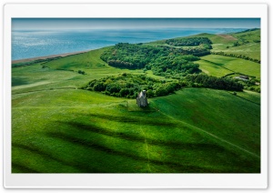 Abbotsbury Chapel Dorset Jurassic Coast Drone Landscape 4K UHD Wallpaper for Widescreen and UltraWide Desktop, UltraHD TV, Smartphone, Tablet