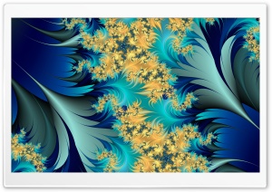 Abstract Blue and Golden Fractal Digital Artwork Ultra HD Wallpaper for 4K UHD Widescreen desktop, tablet & smartphone